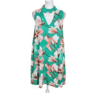 Peach Love California Green Floral Mini Dress Size Large Wedding Guest Dress